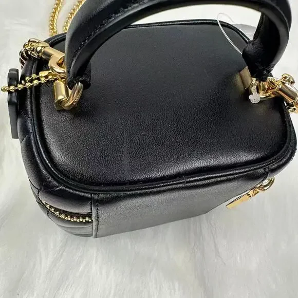 Coach Ava Crossbody Bag With Quilting In Gold/Black Leather CY730 NWT - Picture 3 of 11